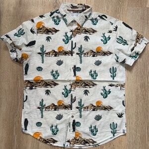 Denim & Flower Men’s Short Sleeve Graphic Button Down | M | Cactus Print